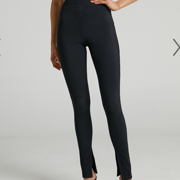 SPLIT HEM JERSEY PANTS IN  STRIPPED BLACK - Picture 3 of 5